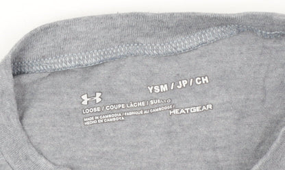Under Armour Boys Grey T-Shirt 7 Years Casual Gym Logo