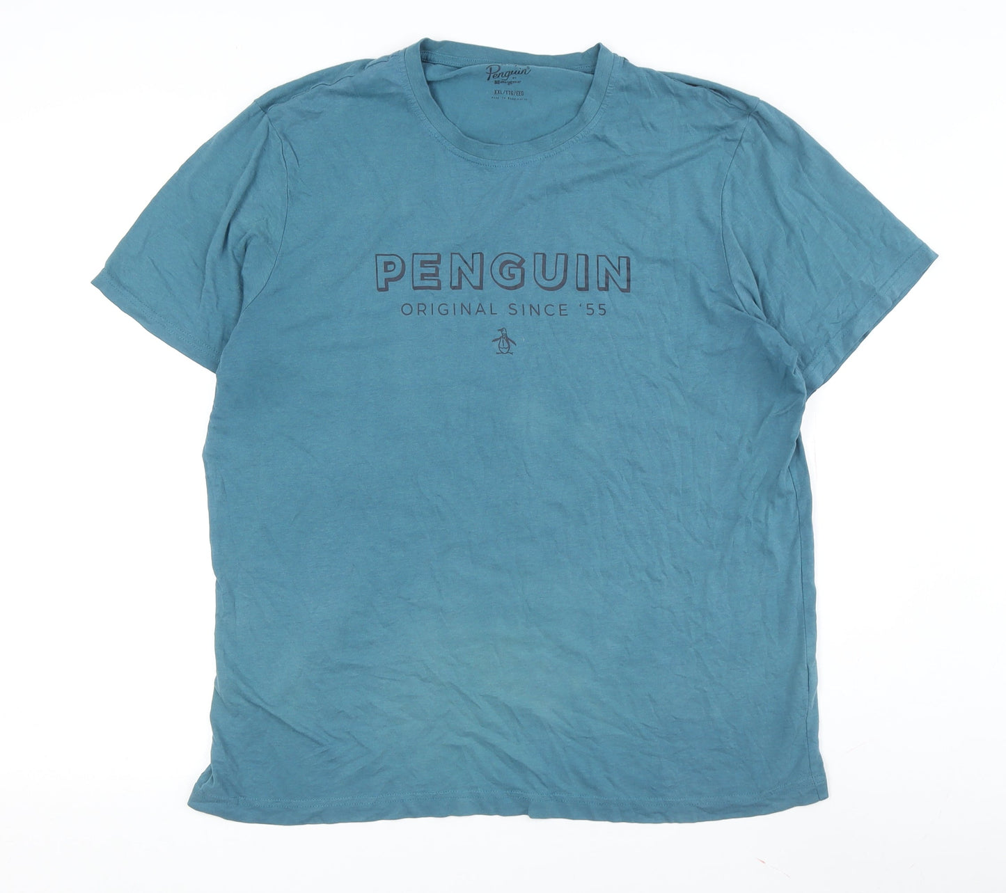 Men's Penguin Blue Crew Neck T-Shirt 2XL Short Sleeve