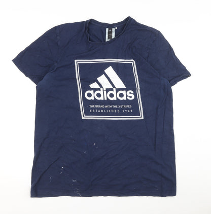 Adidas Men's Blue Graphic T-Shirt Large