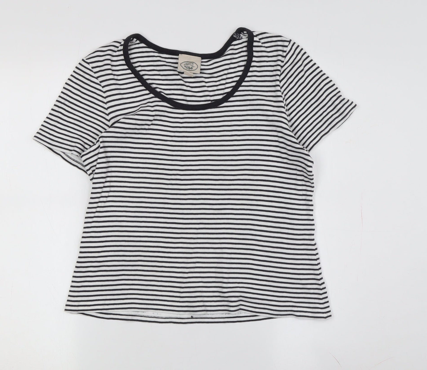 Laura Ashley Women's Black Striped Jersey T-Shirt M