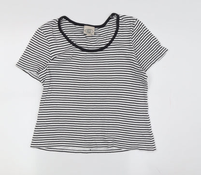 Laura Ashley Women's Black Striped Jersey T-Shirt M