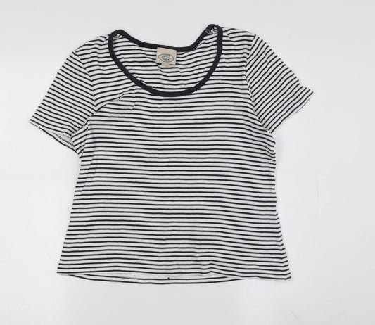 Laura Ashley Women's Black Striped Jersey T-Shirt M