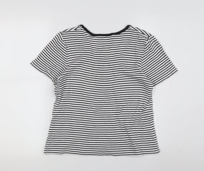 Laura Ashley Women's Black Striped Jersey T-Shirt M