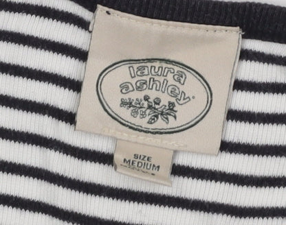 Laura Ashley Women's Black Striped Jersey T-Shirt M
