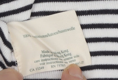 Laura Ashley Women's Black Striped Jersey T-Shirt M