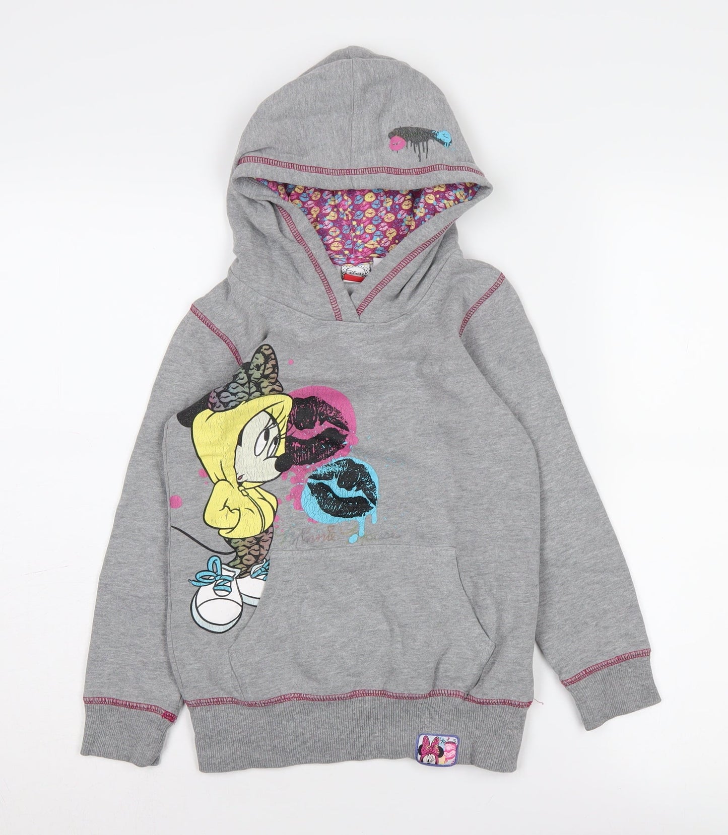 Disney Girls Grey Hoodie 8-9 Years Cartoon Pullover
