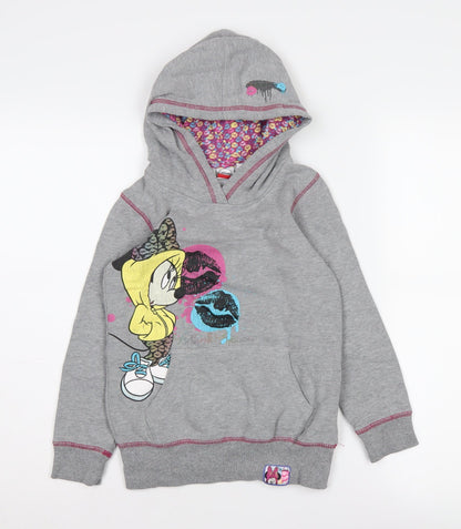Disney Girls Grey Hoodie 8-9 Years Cartoon Pullover