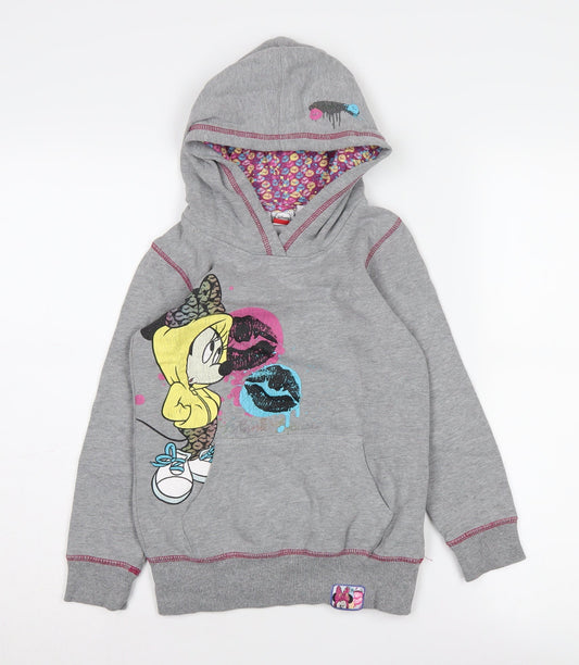 Disney Girls Grey Hoodie 8-9 Years Cartoon Pullover