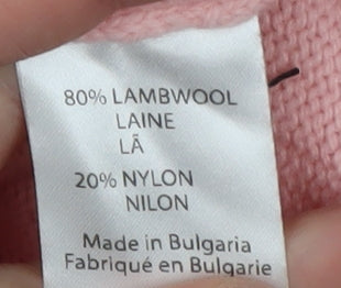 Green Lamb Women's Pink V-Neck Wool Blend Pullover Jumper