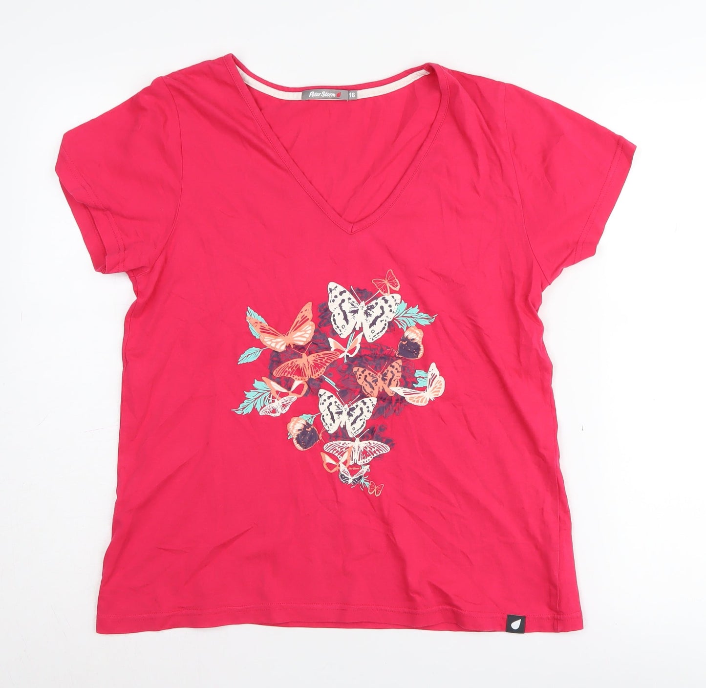 Peter Storm Women's Pink V-Neck T-Shirt Size 16