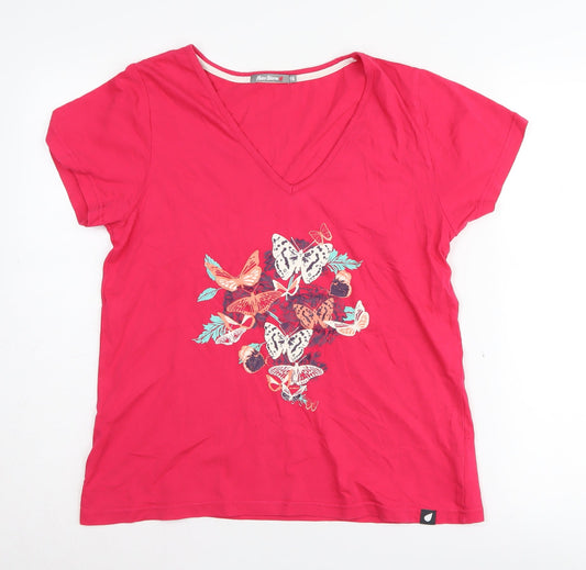 Peter Storm Women's Pink V-Neck T-Shirt Size 16