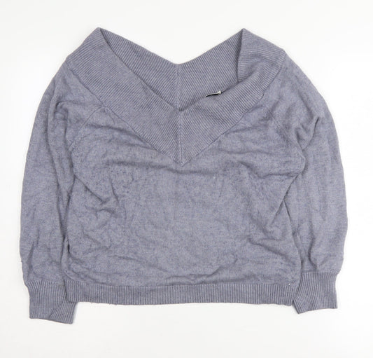 Jacqueline de Yong Women’s Grey V-Neck Pullover Jumper M