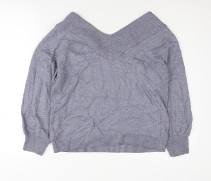 Jacqueline de Yong Women’s Grey V-Neck Pullover Jumper M