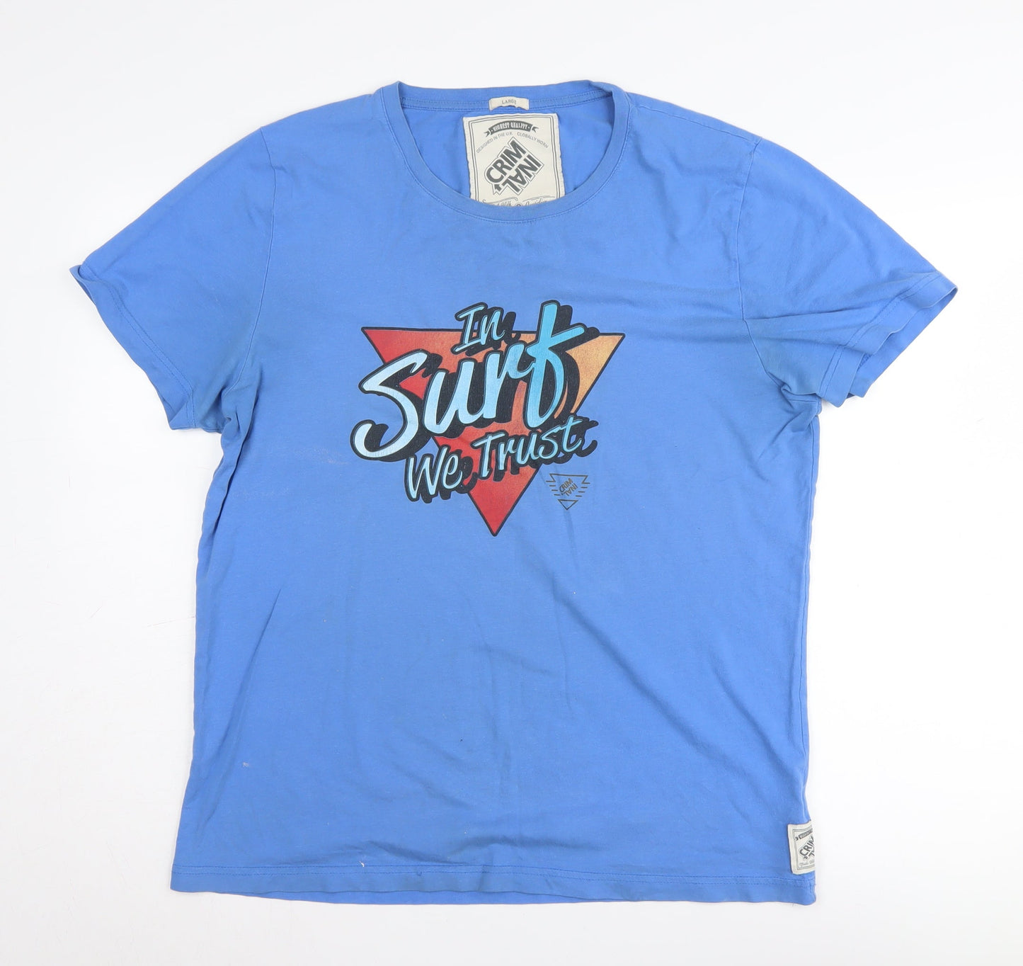 Mens UK Size L Criminal Blue  T-Shirt