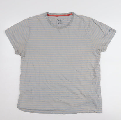 Pepe Jeans Unisex Blue Striped M Jersey T-Shirt