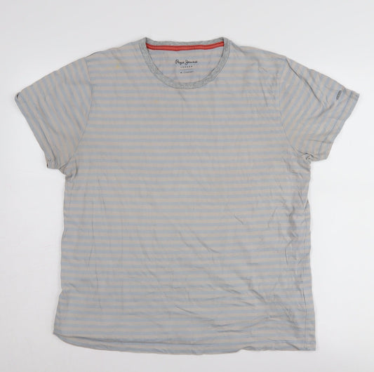 Pepe Jeans Unisex Blue Striped M Jersey T-Shirt