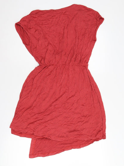 Brave Soul Women's Red Wrap Dress Medium, Casual Summer