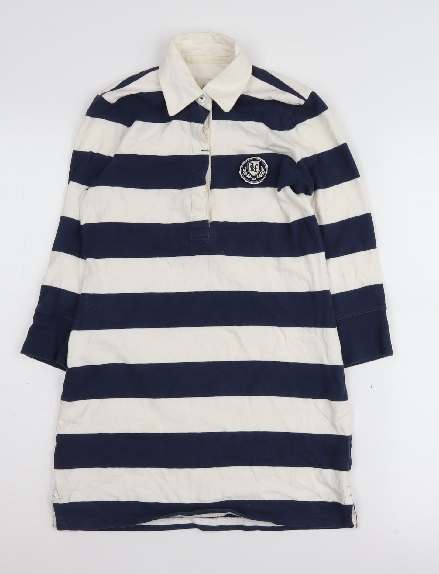 Abercrombie Girls Blue Striped Knee Length Shirt Dress M
