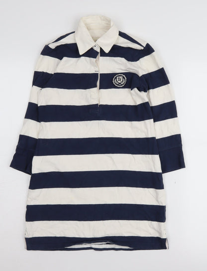Abercrombie Girls Blue Striped Knee Length Shirt Dress M