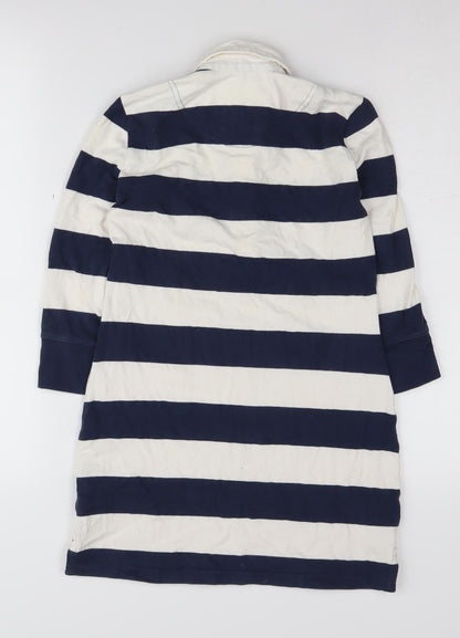 Abercrombie Girls Blue Striped Knee Length Shirt Dress M