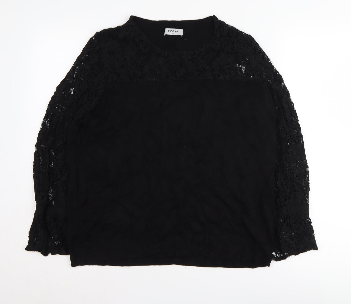 Womens UK Size 16 Soon Black Pullover Jumper