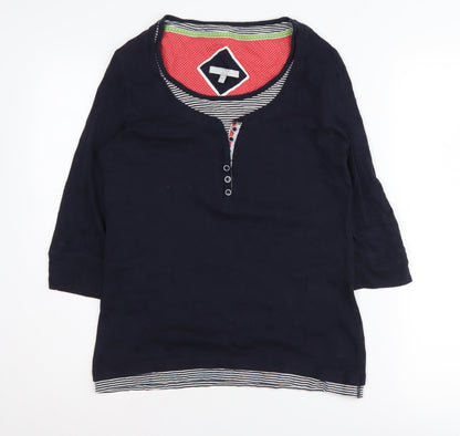Marks and Spencer Women's Blue Henley T-Shirt Size 12