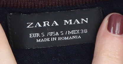 Zara Men's Black S Collared Henley Jumper