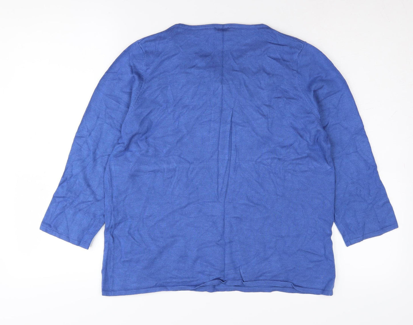 Eastex Women's Blue 3/4 Sleeve V-Neck Jumper Size 14