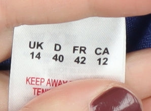 Eastex Women's Blue 3/4 Sleeve V-Neck Jumper Size 14