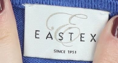 Eastex Women's Blue 3/4 Sleeve V-Neck Jumper Size 14