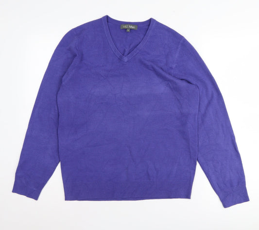 Marks and Spencer Men’s Purple V-Neck Pullover – Size M