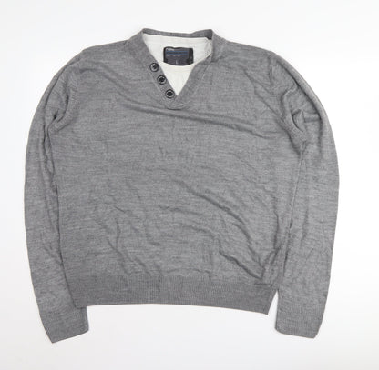 Next Men's Grey V-Neck Pullover Jumper L