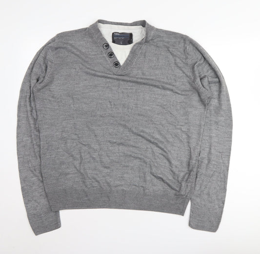 Next Men's Grey V-Neck Pullover Jumper L