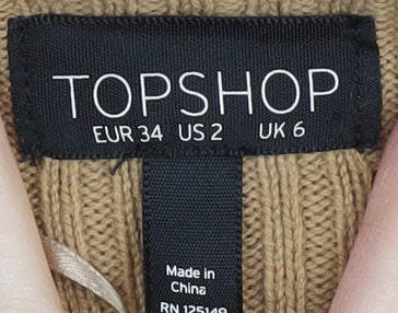 Womens UK Size 6 Topshop Beige Wrap Jumper