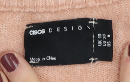 ASOS Design Women’s Pink Mock Neck Pullover Jumper Size 10