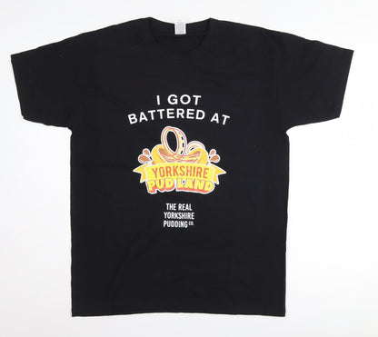 Mens UK Size M Fruit of the Loom Black  T-Shirt