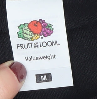 Mens UK Size M Fruit of the Loom Black  T-Shirt
