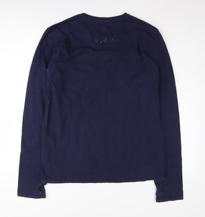 Mitch & Co Unisex Blue V-Neck Long Sleeve T-Shirt