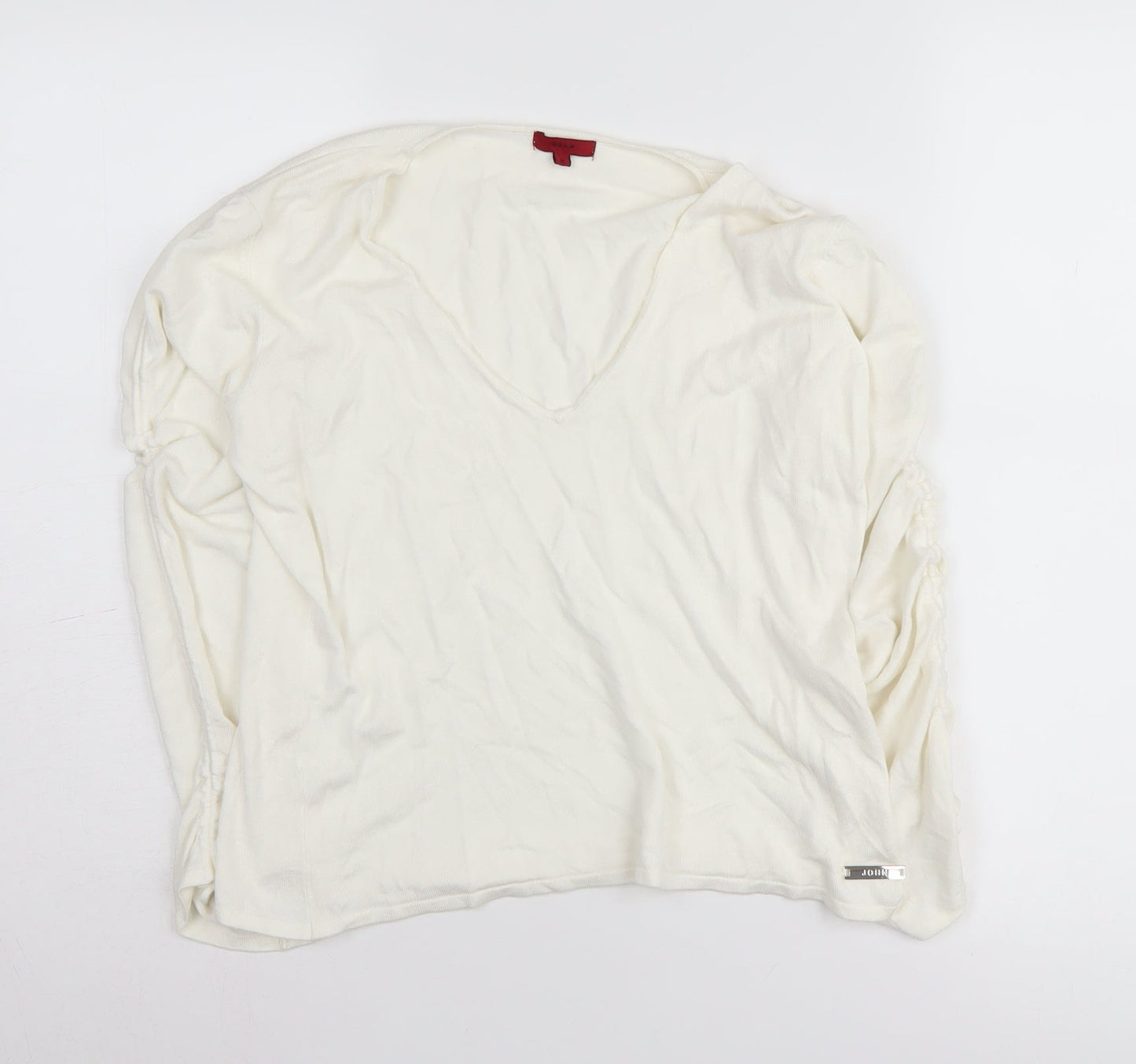 John Women's Ivory V-Neck Pullover Jumper