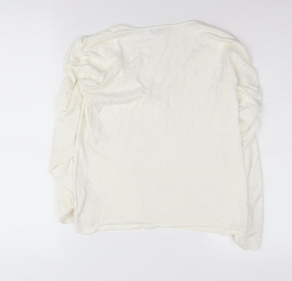 John Women's Ivory V-Neck Pullover Jumper