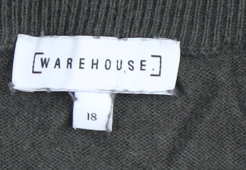 Womens UK Size 18 Warehouse Green Pullover Jumper