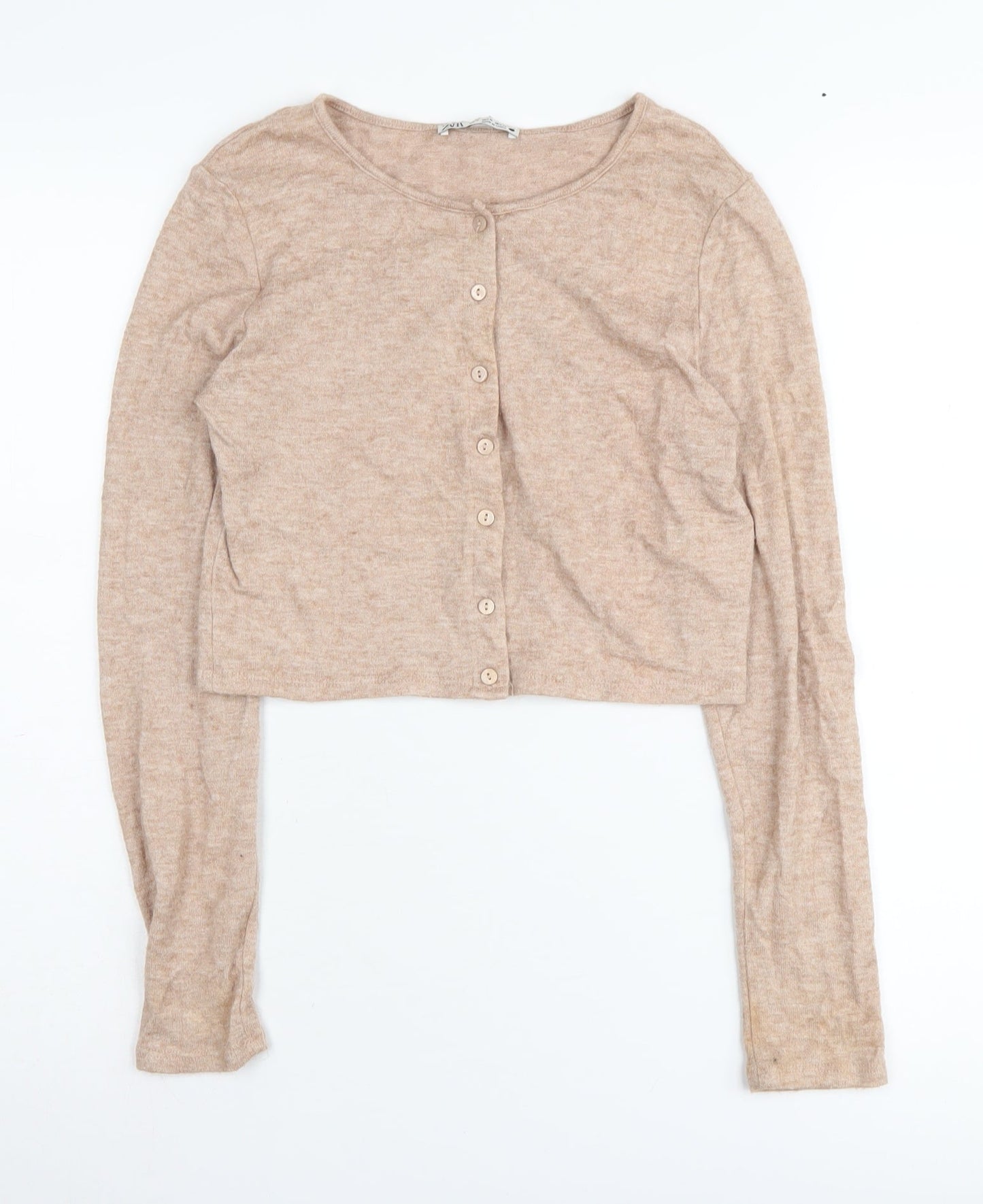 Womens UK Size M Zara Beige Cardigan Jumper