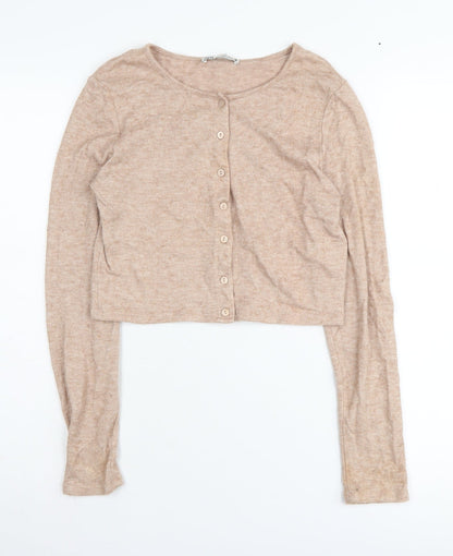 Womens UK Size M Zara Beige Cardigan Jumper