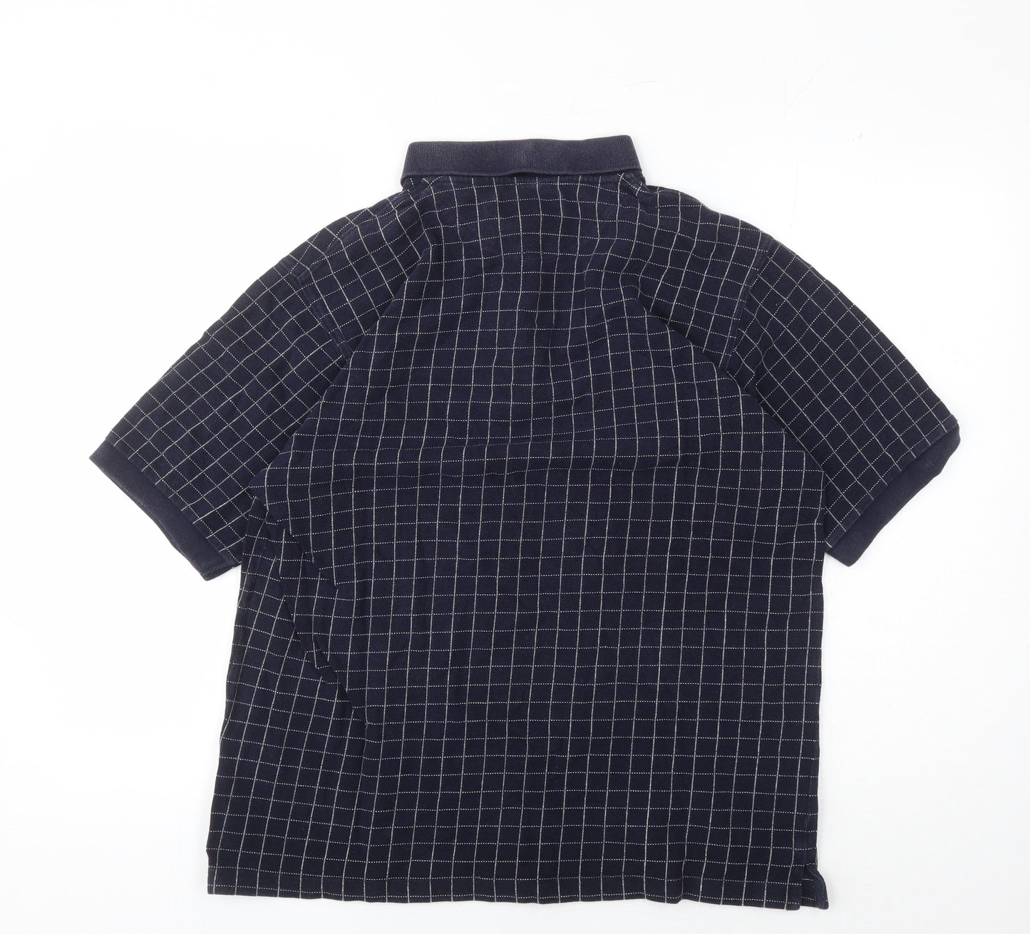 Maine New England Men's Blue Check Polo Shirt L