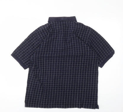 Maine New England Men's Blue Check Polo Shirt L