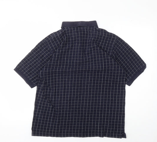 Maine New England Men's Blue Check Polo Shirt L