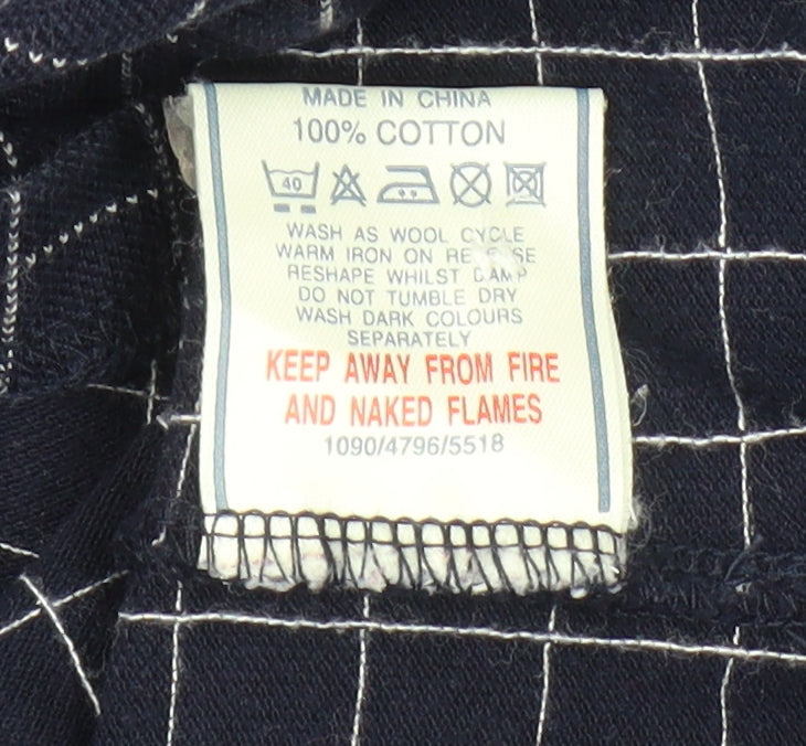 Maine New England Men's Blue Check Polo Shirt L