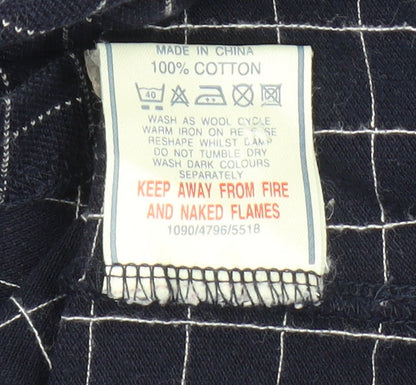 Maine New England Men's Blue Check Polo Shirt L