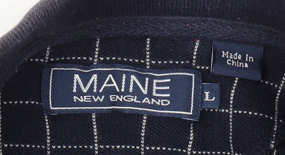 Maine New England Men's Blue Check Polo Shirt L