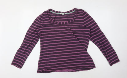 Boden Women's Purple Striped Jersey T-Shirt Size 8